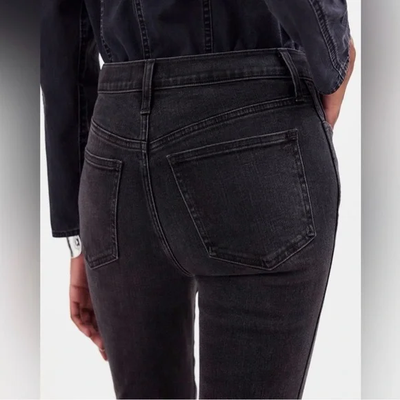 Madewell Stovepipe High-Rise Straight Leg Jeans in Washed Black. Size 31T. - Picture 2 of 11